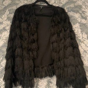 Festive Black Fringe Jacket - Perfect for a Taylor Swift Concert
